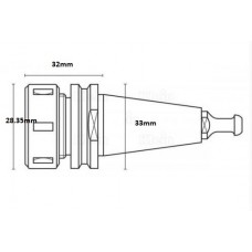 Porte-outil ISO25 pour collets ER-20, 32mm