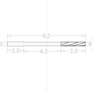 CT End mill, 2 flutes, downcutting Special 9.500 Inch